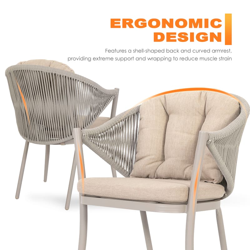 Patio 7-Piece Dining Set with Cushions and Pillows, Umbrella Hole, Beige