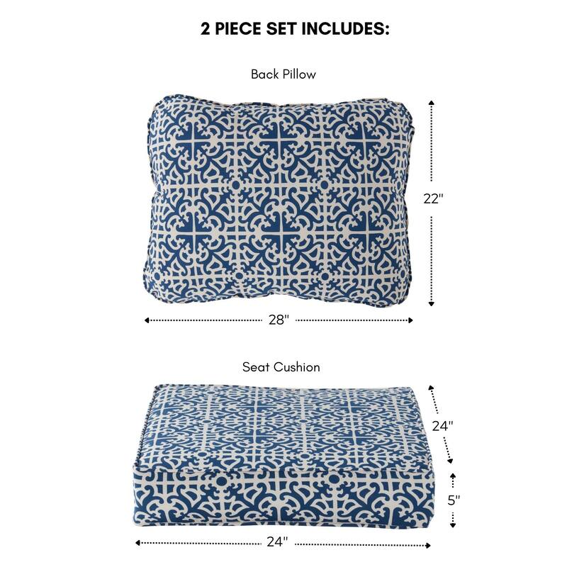 Outdoor Indigo 2-Piece Premium Deep Seat Cushion Set (Cushions Only)