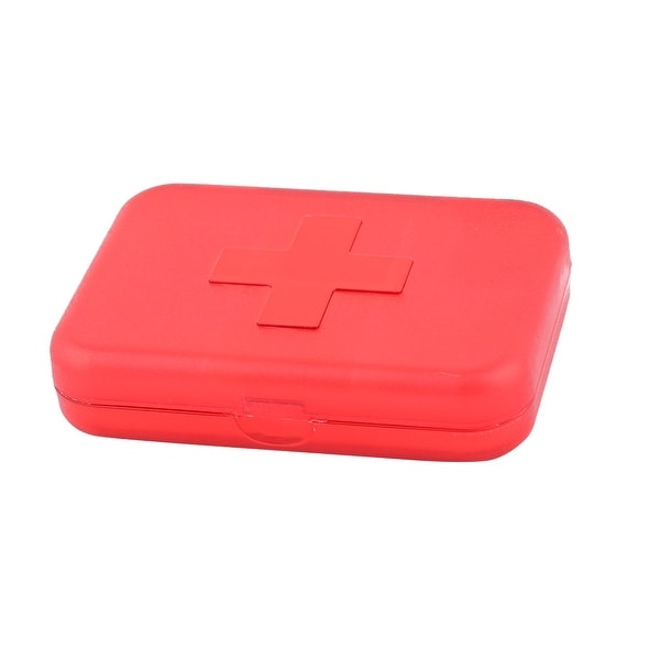 Plastic Rectangle 6 Slots Medicine Pill Capsule Storage Box Organizer Clear Red
