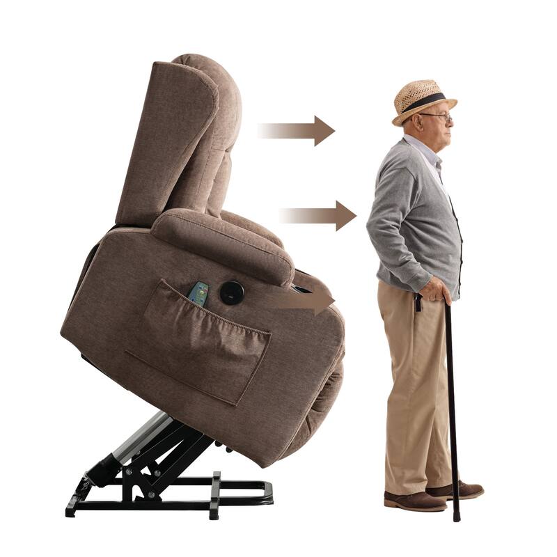 Brown Power Lift Recliner with Heat & Adjustable Recline