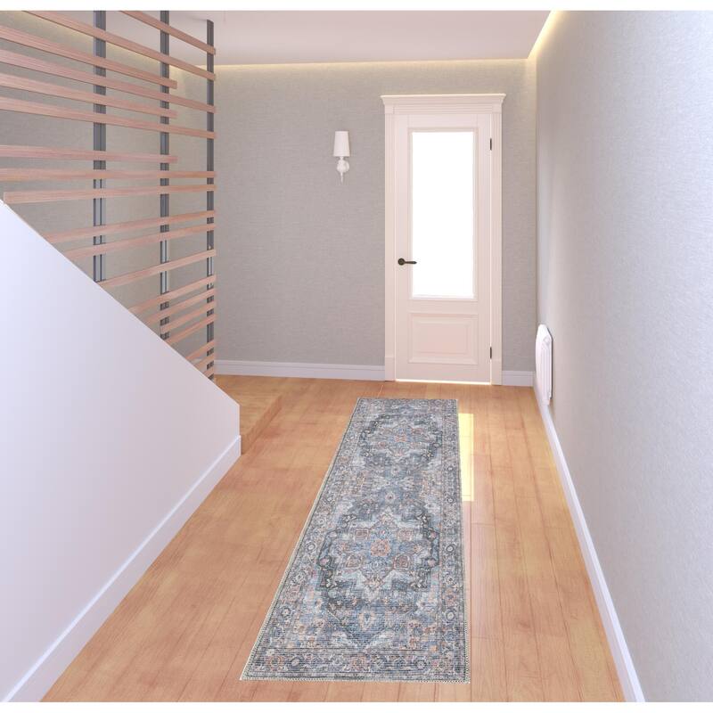 Roni Power Loomed Distressed Floral Area Rug By HomeRoots - 8' Runner