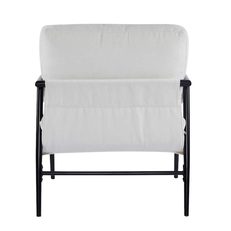 27.56" Modern Accent Chair with Plush Cushions,Minimalist Metal Frame, and Wooden Armrest Design-Perfect for Cozy Living Room