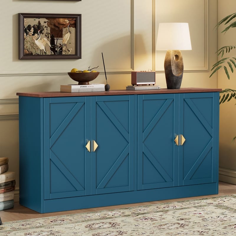 Modern 59" Sideboard, Accent Cabint Credenza TV Stand with Adjustable Shelves