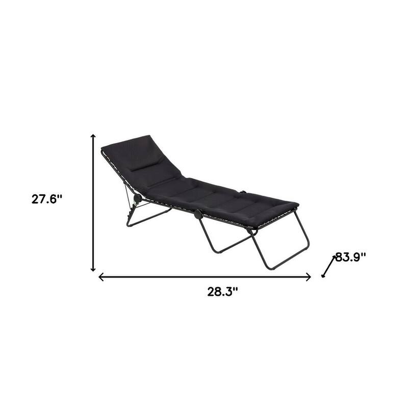 HomeRoots Premium Black Steel Black Cushion Chaise Lounge - 28.3" W x 83.9" D x 27.6" H