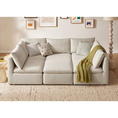 mopio Oversized Modular Sectional Sofa with Fully Removable Covers and Storage (Oat)
