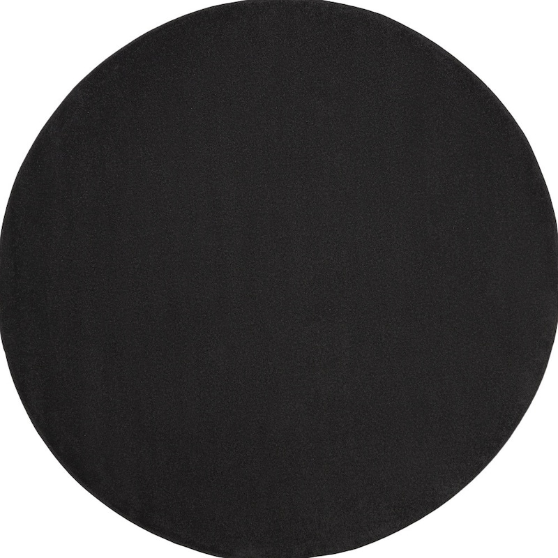 8' X 8' Black Round Non Skid Indoor Outdoor Area Rug - 6' x 7'