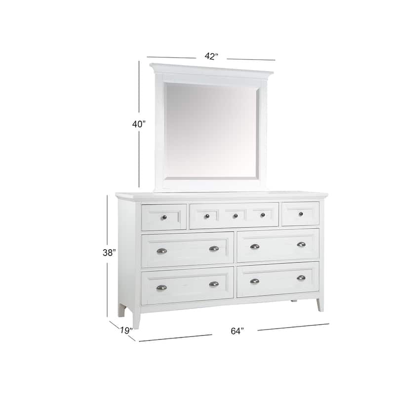 Magnussen Home Heron Cove Chalk White And Dovetail Grey 2 Tone Drawer Dresser With Landscape Mirror