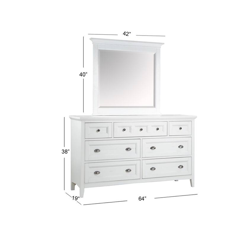 Magnussen Home Heron Cove Chalk White And Dovetail Grey Drawer Dresser With Landscape Mirror
