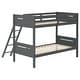 preview thumbnail 6 of 6, Modern Rubberwood Twin-over-Twin Bunk Bed with Angled Ladder, Guardrails, and Convertible Design, Grey