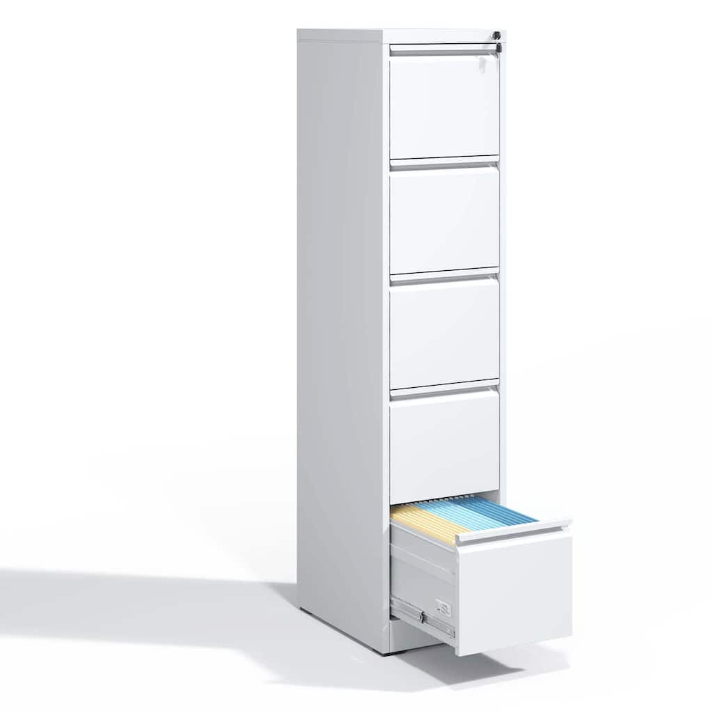 Modern Filing Cabinet, Vertical Filing Cabinet with 5 Drawers, Anti-Tilt System and Locks, for Home Office