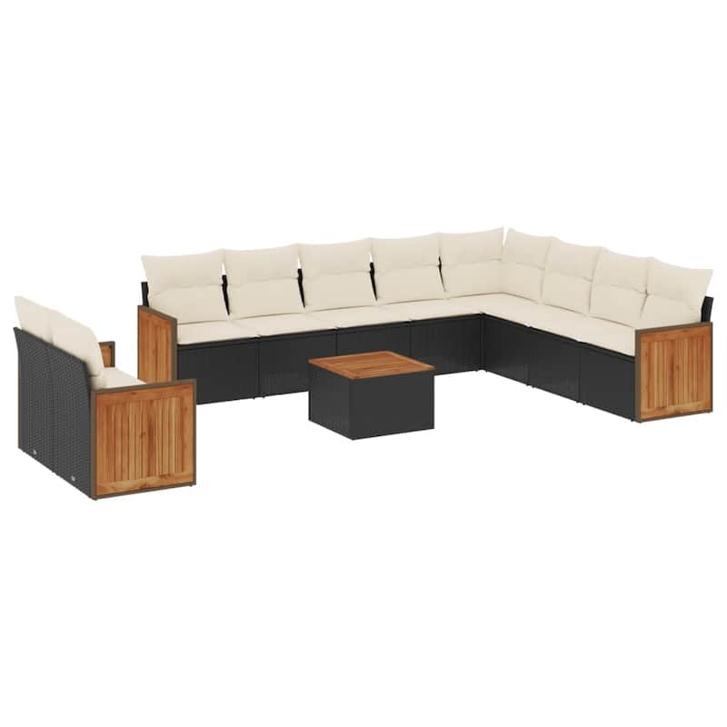 vidaXL Patio Sofa Set with Cushions Outdoor Conversation Furniture Poly Rattan