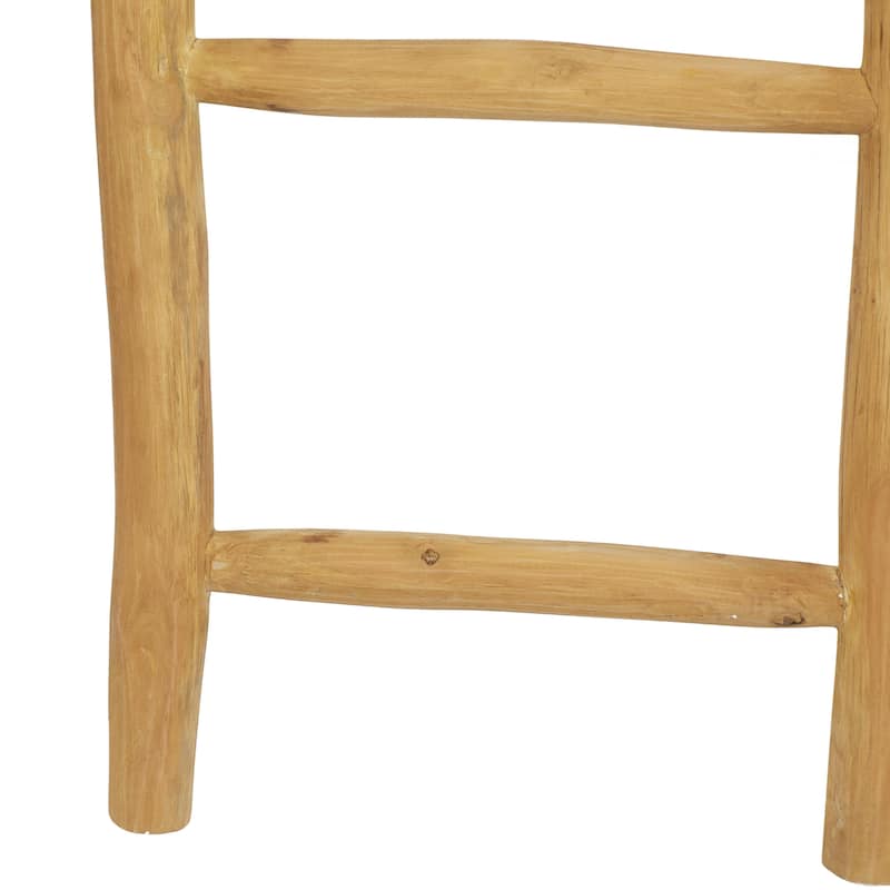 Teak Wood Handmade 5 Rung Ladder - Brown - Roche River Decor