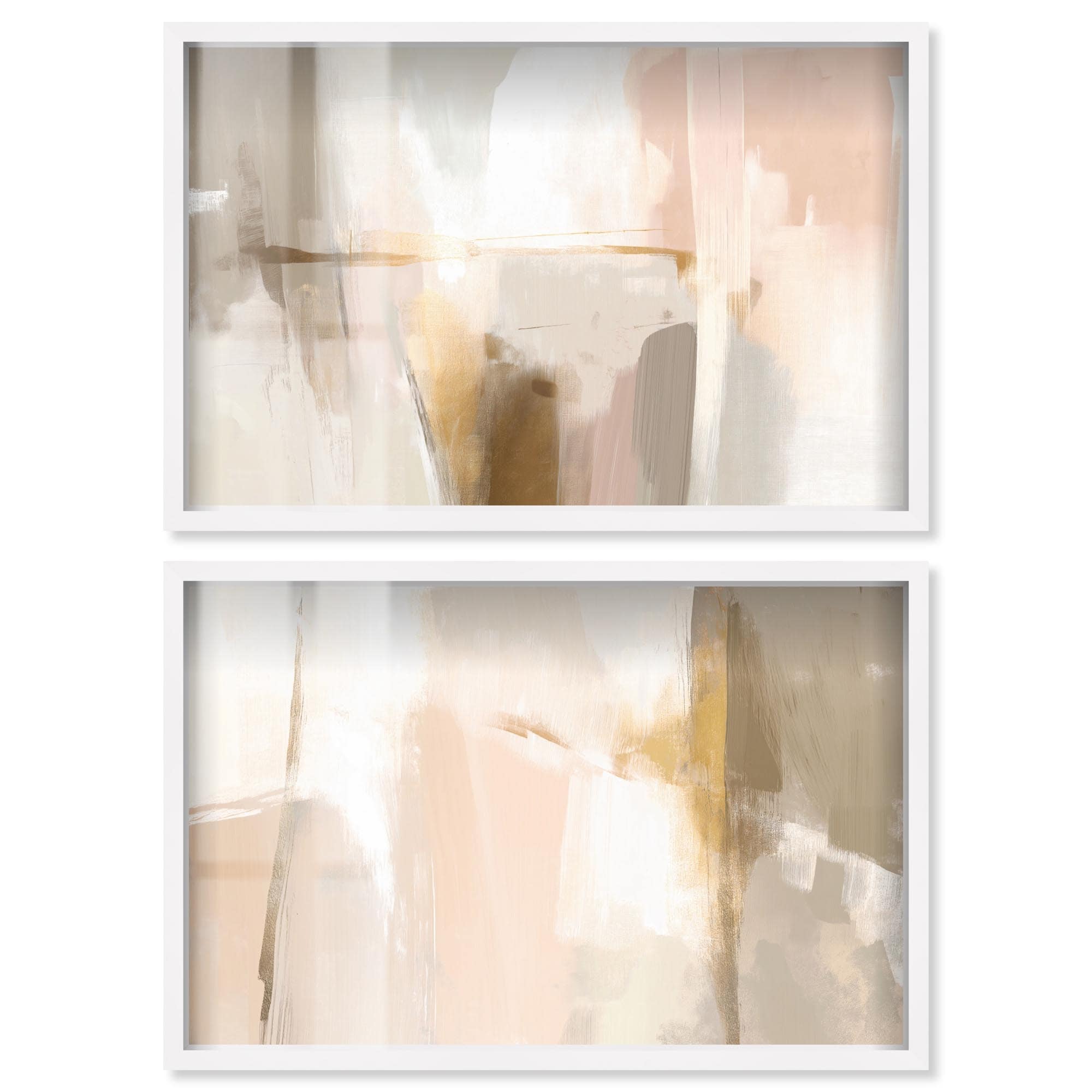 Neutral Luxe Living Room Wall Art Set of 2 Shadowbox Print by Art Remedy