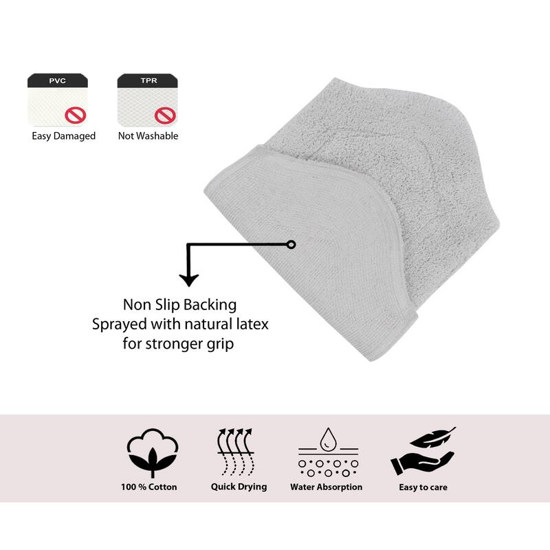 Waterford Collection 100% Cotton Non-Slip Bathroom Rug Set, Machine Washable Bath Rug, 5 Piece Bath Mat Set with Contour