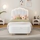 preview thumbnail 2 of 11, Twin Size Flower-Shape Platform Bed w/LED Light Strip & Ottoman, White