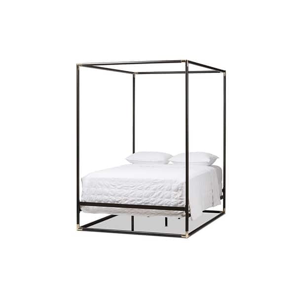 Eva Black Finished Metal Canopy Bed Queen Eva Black Finished Metal Canopy Bed