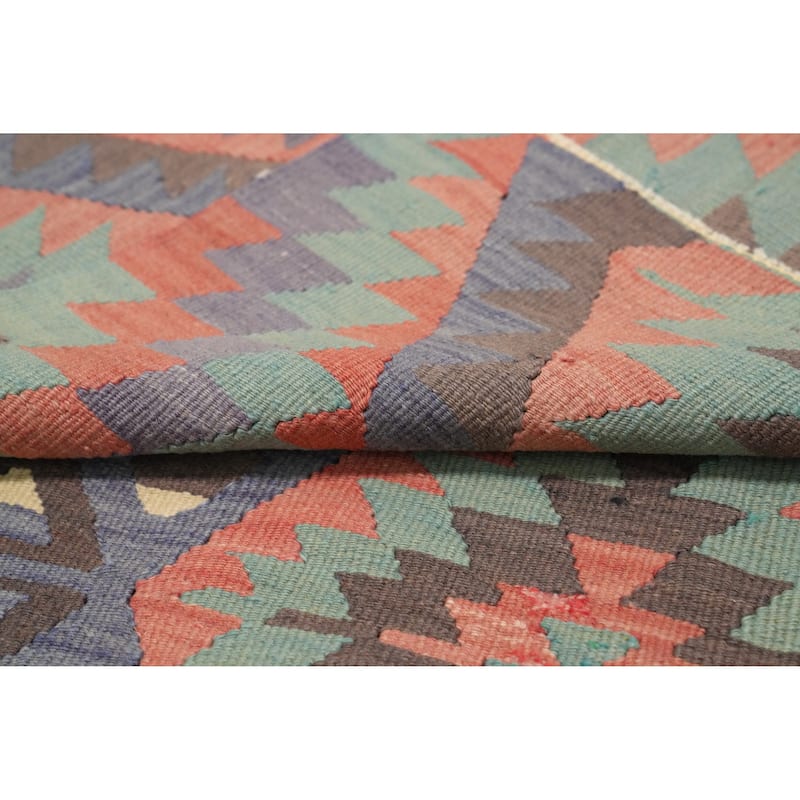 Hand Woven Oriental 100% Wool Carpet Southwestern Tribal Multi-Colored Kilim Area Rug - 8' 6'' X 5' 1''