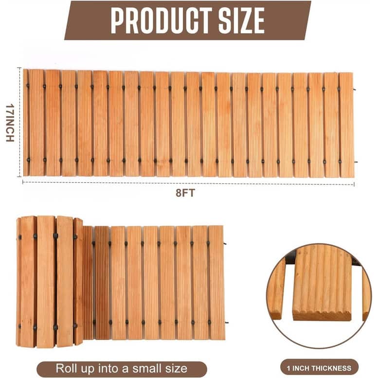 2 Pack 8ft Wooden Garden Pathway, Roll-Out for Outdoor Walkways or Wedding Paths
