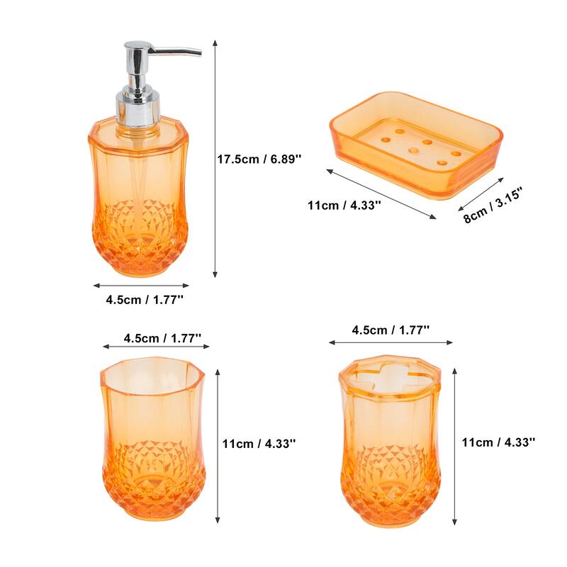 1 Set Durable Bathroom Accessories Set for Bathroom Vanities - Transparent Orange