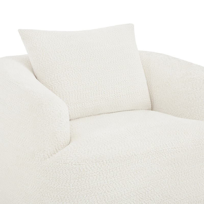 Upholstered Swivel Barrel Chair with Pillow