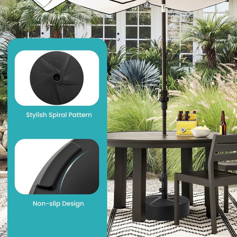 Costway Patio Round Umbrella Base with 2 Adjustable Knobs & 3 Adapters - See Details