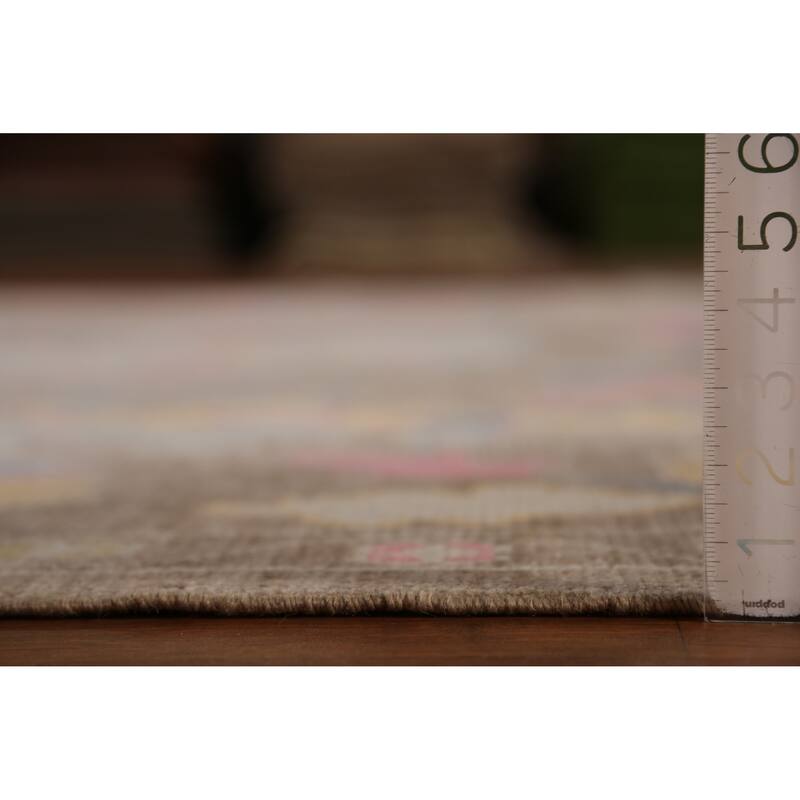 Hand Knotted Oriental 100% Wool Carpet Transitional All-Over Brown Oushak Area Rug - 12' 8'' X 8' 11''