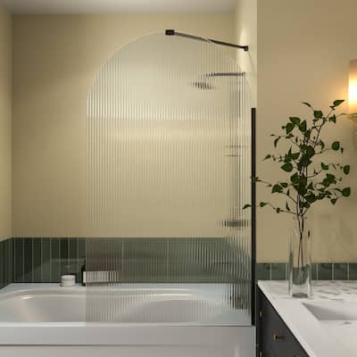 33 in. W x 58 in. H Fixed Tub Door with Tempered Glass - 33" x 58"