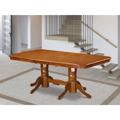 Rectangular Dining Table with Extension Leaf - Round Corner Buttermilk Cherry Finish Kitchen Table - 30