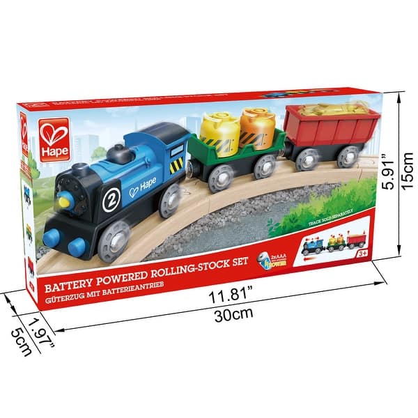 Hape Rolling-Stock Wooden Train Set, Battery Operated