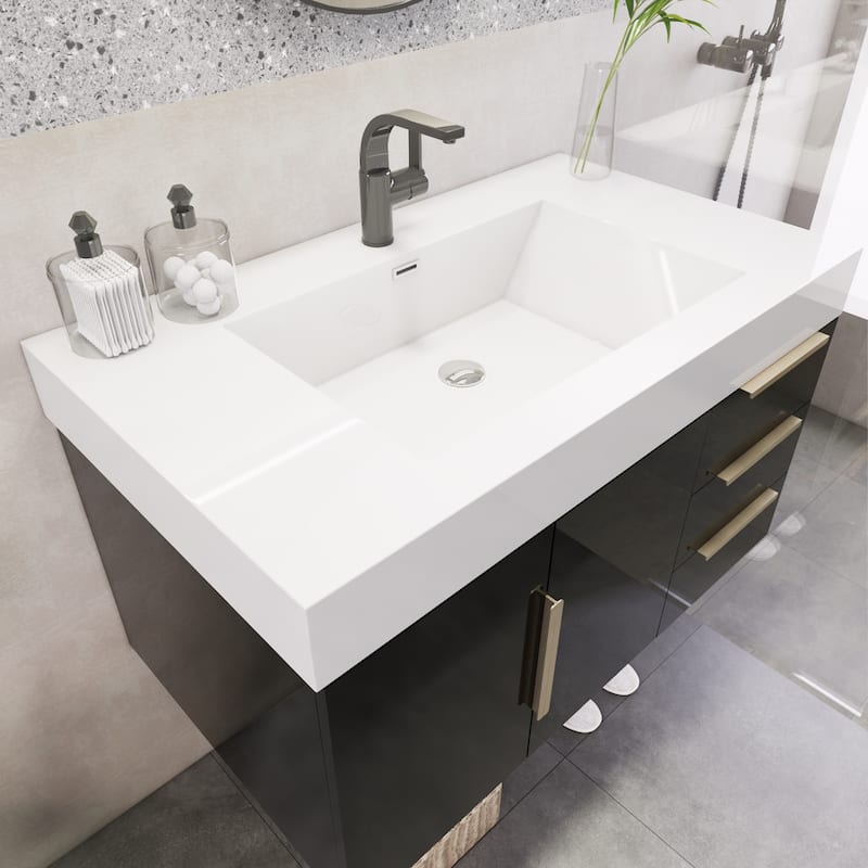 Noble 36" Wall Mounting Vanity (R Drawer) with Reinforced Acrylic Sink