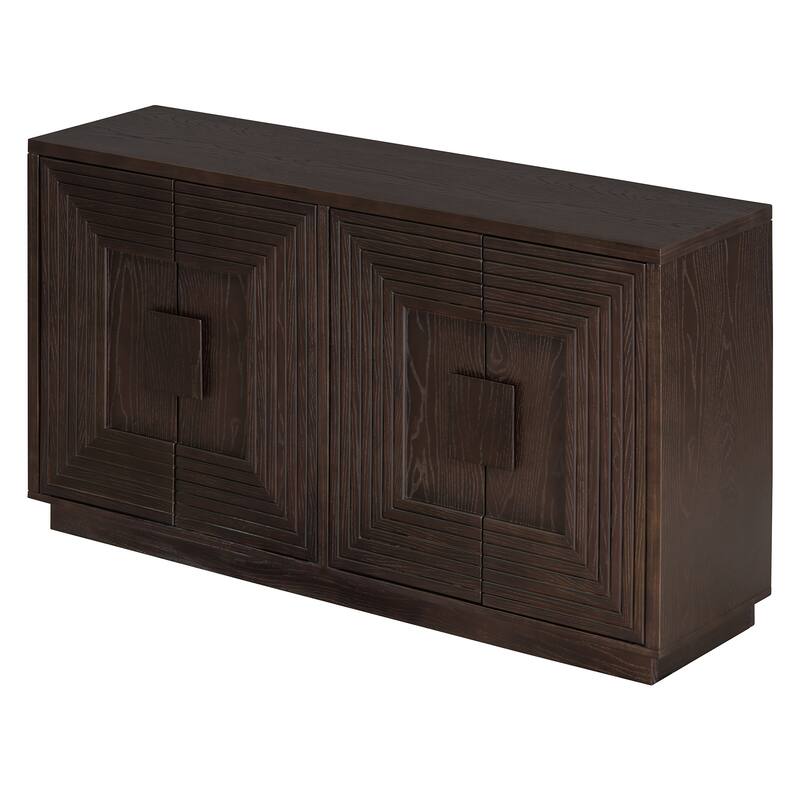 Carved Buffet Storage Cabinet Sideboard with Adjustable Shelve, Vintage TV Cabinet Entryway Floor Cabinet Cupboard Console Table