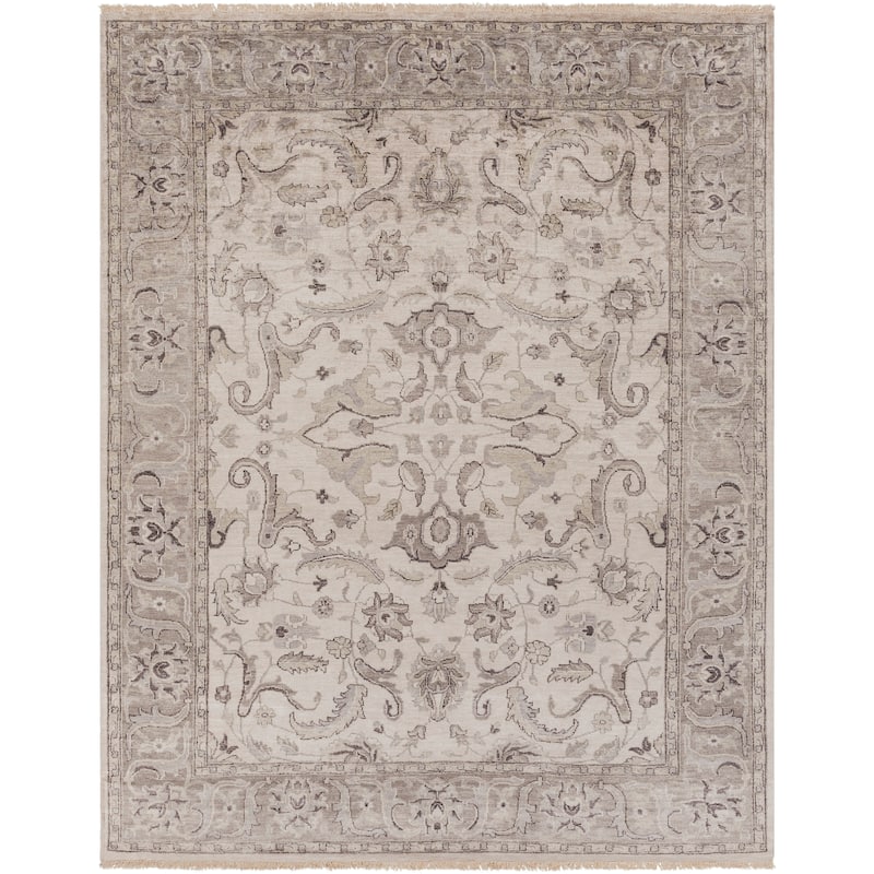 Hand-Knotted Brading Border Viscose Area Rug - 8' x 10' - 8' x 10' - 8' x 10' - Grey