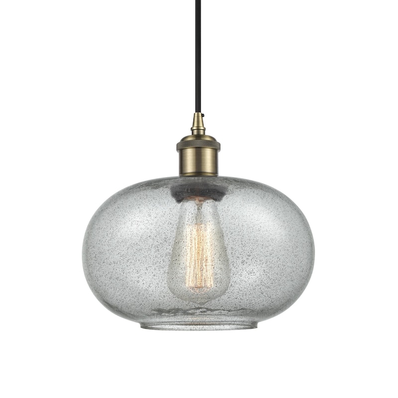 Innovations Lighting 516-1P-11-10 Gorham Pendant Gorham 10" Wide Mini - Charcoal / Antique Brass