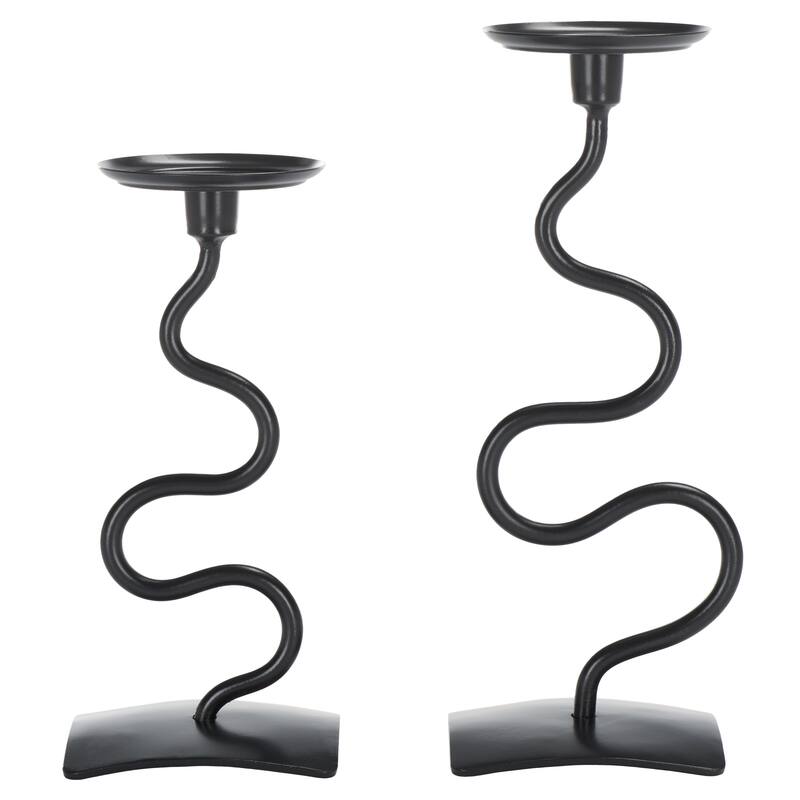 SAFAVIEH Home Nisi Black Metal Tube Dual Use Candlestick Set of 2