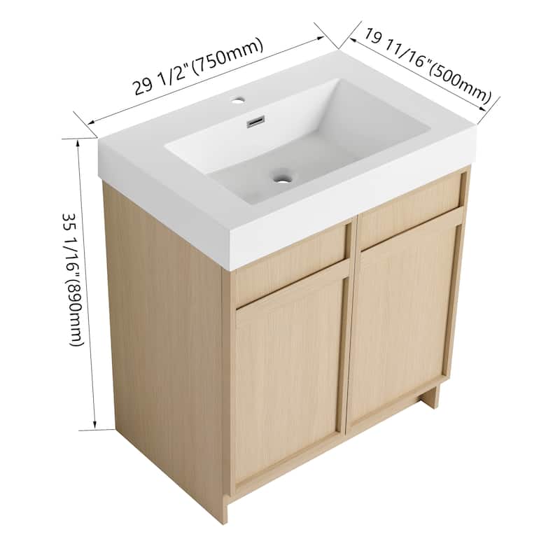Bathroom Vanity With Sink In 24/30/36 Inch, Freestanding Bathroom Vanity With Soft Close Door and Adjustable Shelf