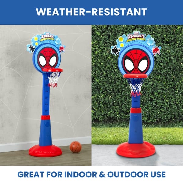 slide 2 of 5, Spidey and His Amazing Friends Plastic Basketball Set by Delta Children - Includes Basketball Hoop, 1 Basketball and Ball Pump