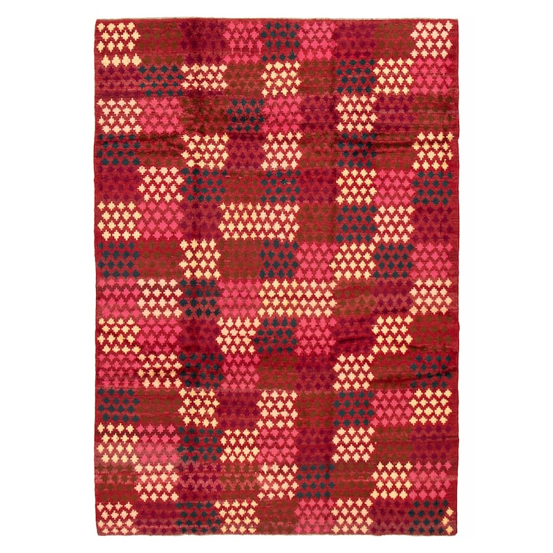 ECARPETGALLERY Hand-knotted Akhjah Red Wool Rug - 6'10 x 9'11 - 6'10 x 9'11 - Red