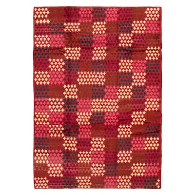 ECARPETGALLERY Hand-knotted Akhjah Red Wool Rug - 6'10 x 9'11