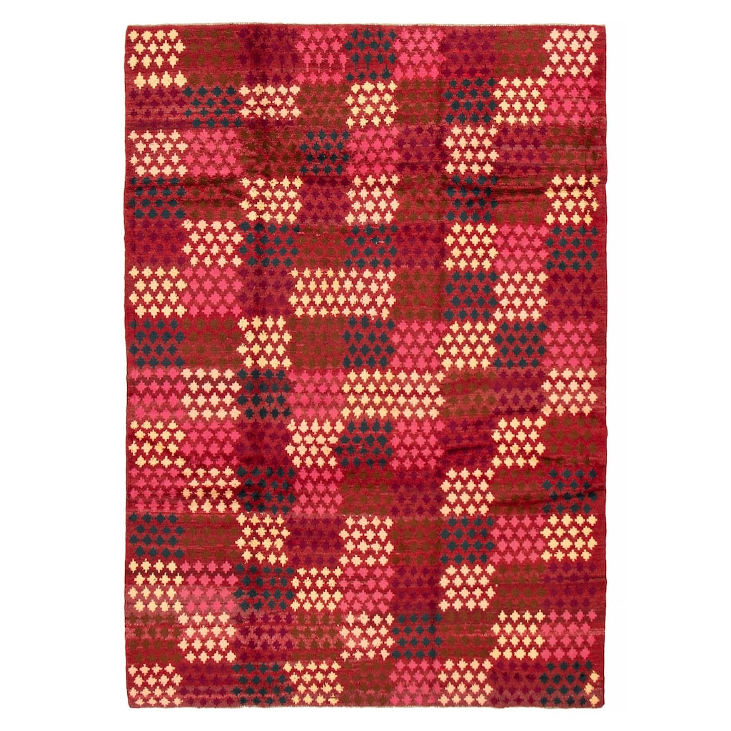 ECARPETGALLERY Hand-knotted Akhjah Red Wool Rug - 6'10 x 9'11