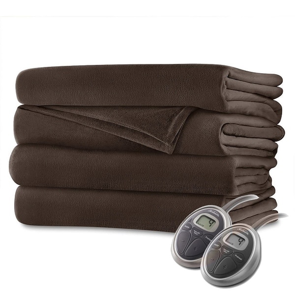 Sunbeam Heated Electric Blanket, Bedding, Queen, Microplush, Ultimate Grey  