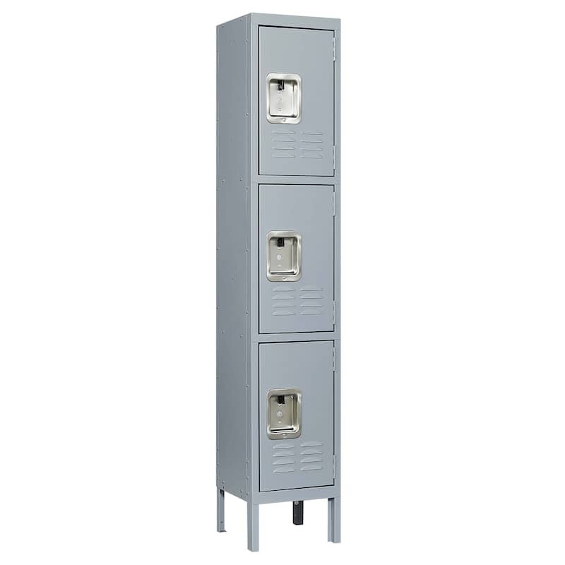 3 Door 66"H Metal Lockers With Lock for Employees,Storage Locker Cabinet for Home Gym Office School Garage,Gray