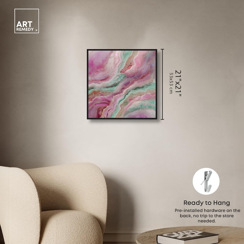 Pink and Mint Crystal IV Canvas by Art Remedy
