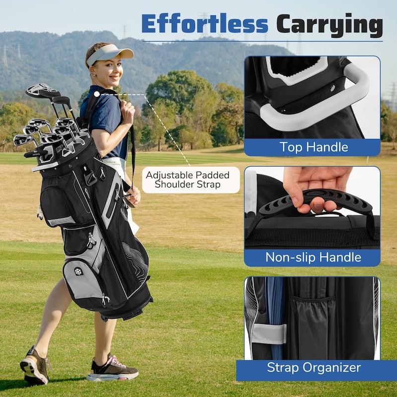 Gymax Golf Cart Bag Molded Lock Top Golf Bag w/14-Way Full Length