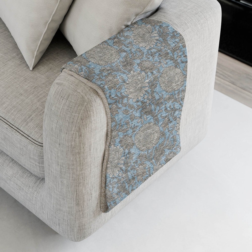 Premium Machine Washable Floral Sherpa Throw Blanket