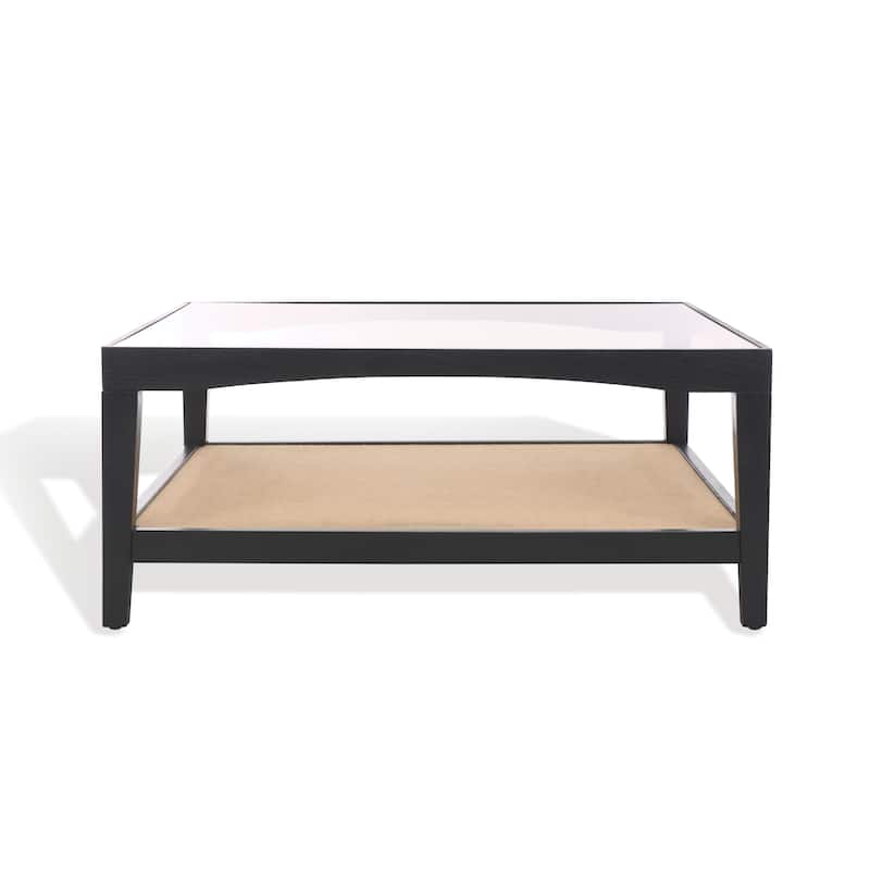 SAFAVIEH Couture Nicolella Solid Wood/Glass Top Square Coffee Table - 40"W x 40"D x 17"H