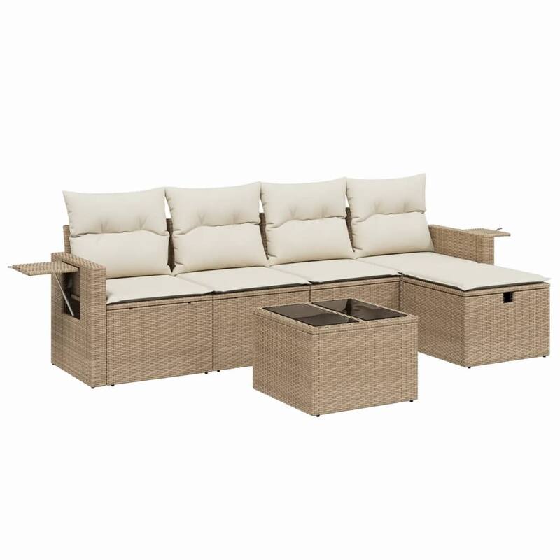 vidaXL Garden Sofa Set Beige/Black/Brown/Grey