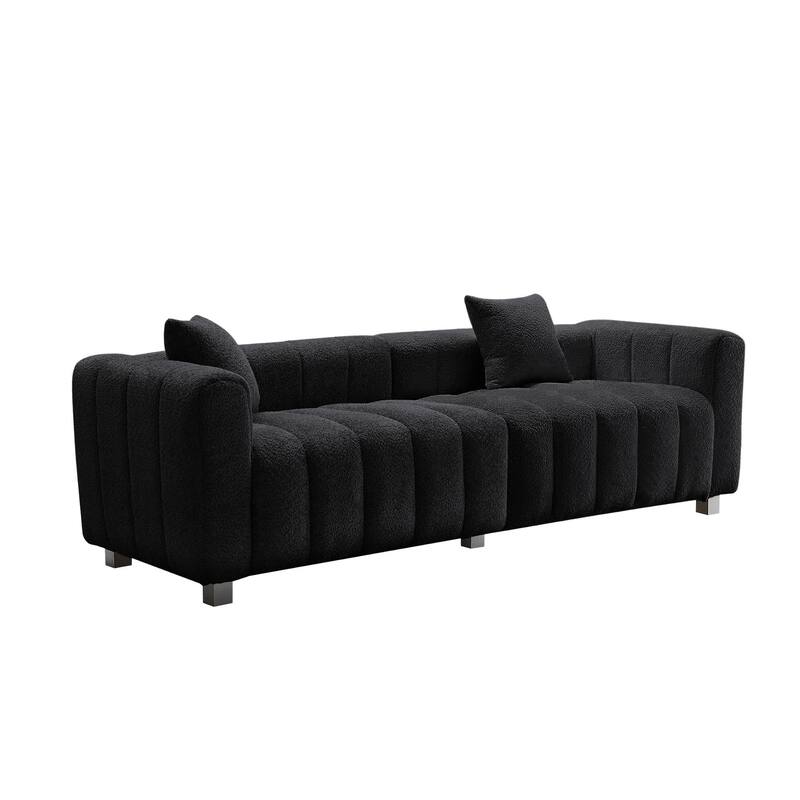 87.4" Luxury 3-Seater Sofa Bubble Couch for Living Room, Velvet Deep Seat Sofa Couch, Loveseat Sofa with Metal Legs