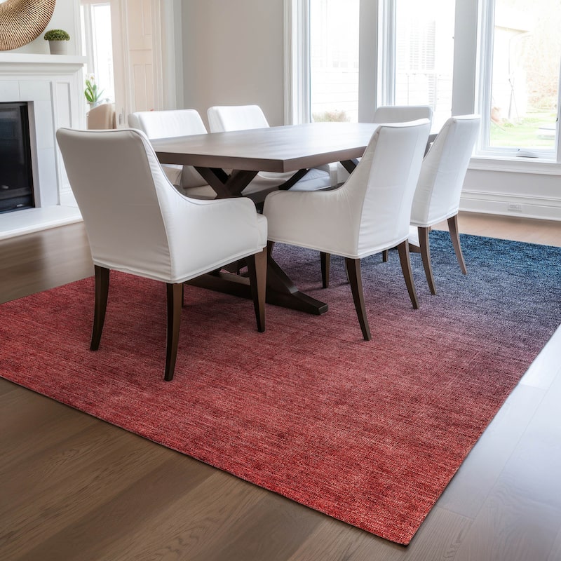 Machine Washable Indoor/ Outdoor Chantille Modern Ombre Rug - Navy - 5' x 7'6"