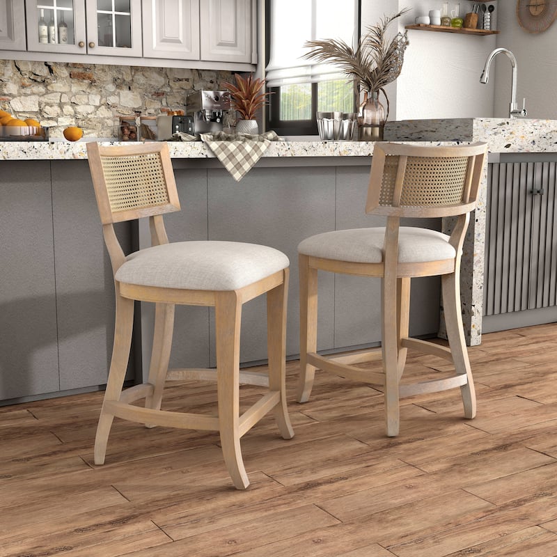 Berwil Wooden Cane Back Counter Height Chairs by Furniture of America