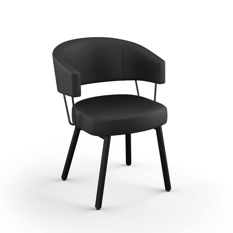 Amisco Corey Dining Chair - Black Faux Leather / Black Metal